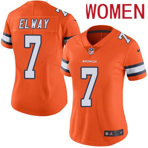Women Denver Broncos 7 John Elway Orange Nike Rush Vapor Limited NFL Jersey